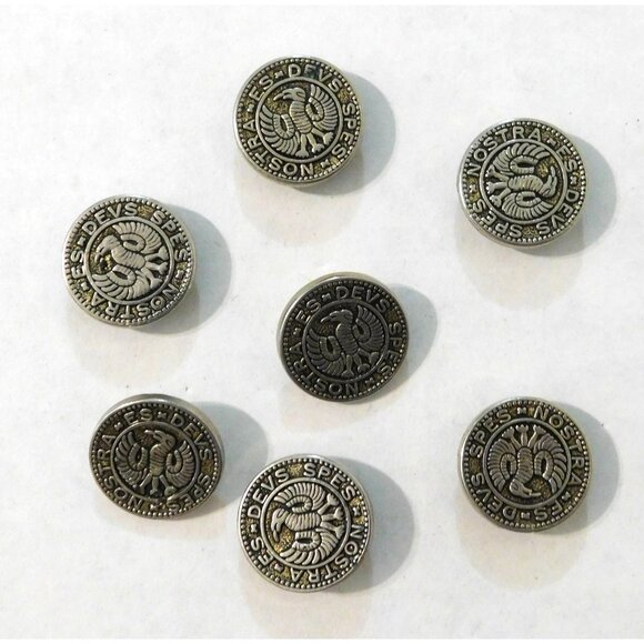 Vintage Deus Spes Nostra Es Hessian Military Style 7 Buttons Metal 0.5 Inch - Picture 1 of 6